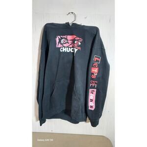 Chucky Let’s Be Friends Horror Hoodie Black Adult Large